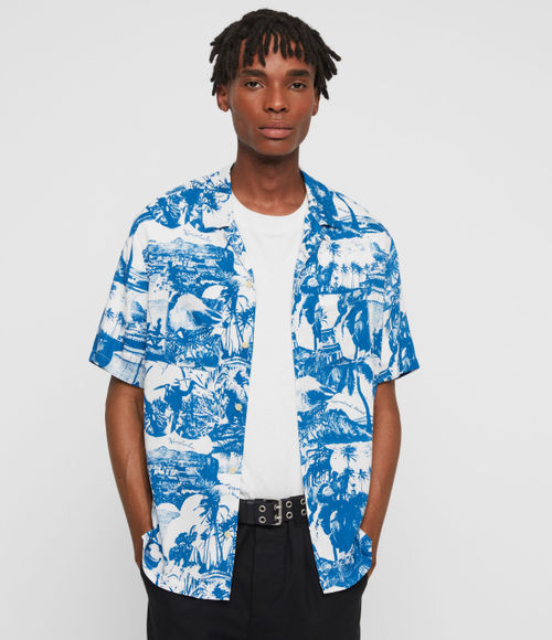 Zowie Paisley Print Relaxed Fit Shirt DEPTH BLUE