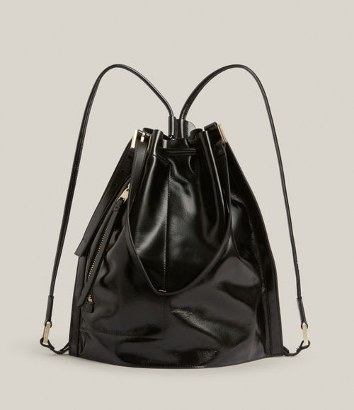 AllSaints Carabiner Leather Backpack Black