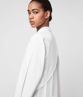 ALLSAINTS Iris Lace Pleated-Back Shirt Dress