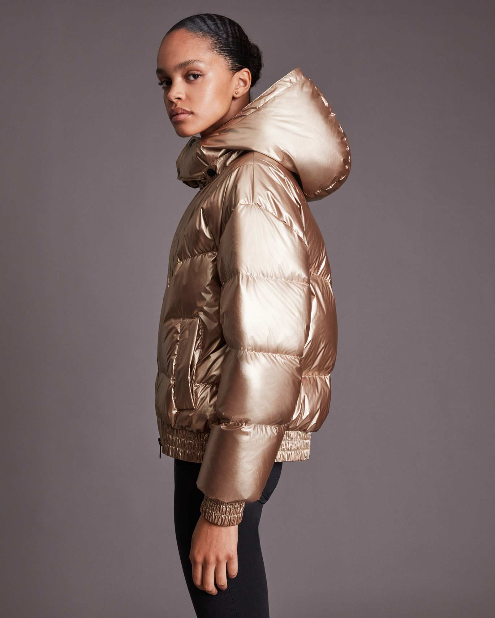 Mika Metallic Puffer Jacket, Rose Pink 