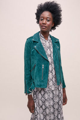 Selected Femme Sanella Suede Jacket Green Size Uk 8 Compare