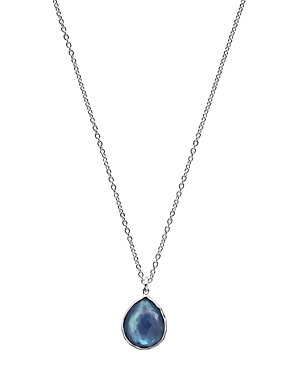 Ippolita Sterling Silver Rock Candy Clear Quartz over Mother of Pearl and Lapis Triplet Teardrop Pendant Necklace, 18