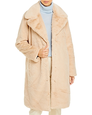 Aqua Faux-Fur Coat With Wide...