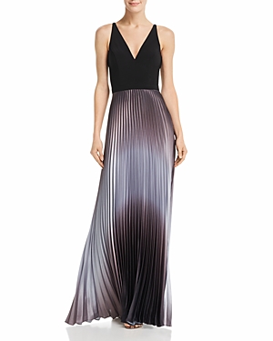 Aqua Pleated Shimmer Gown -...