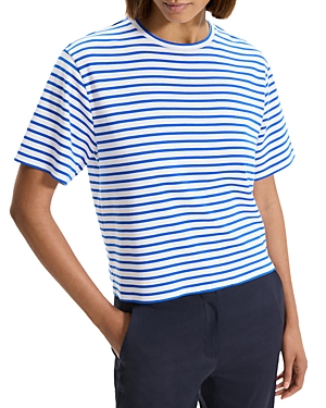 Theory Striped Boxy Crewneck...