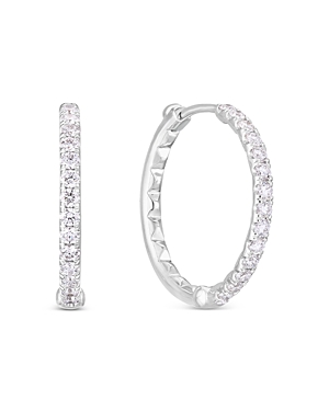 Roberto Coin 18K White Gold Diamond Hoops Diamond Inside Out Hoop ...