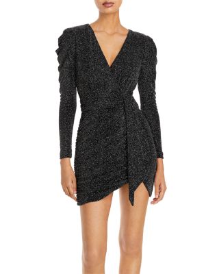 Metallic faux wrap dress best sale