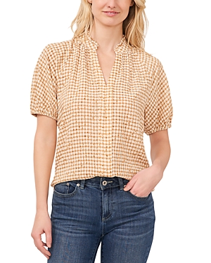 CeCe Ruffled Gingham Print Top