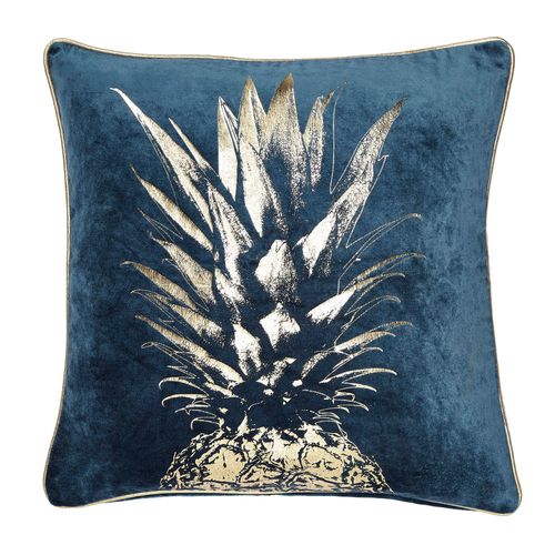 Pineapple Foil Cushion Teal (Blue)