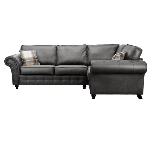 Oakland Soft Faux Leather Corner Sofa Black