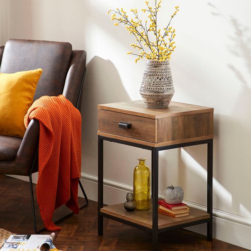 Fulton 1 Drawer Side Table Brown