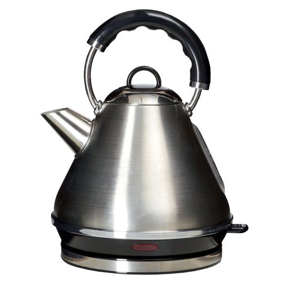 Spectrum Brushed Stainless Steel Pyramid Kettle Silver and Black