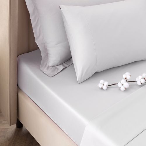 Dorma 300 Thread Count 100% Cotton Sateen Plain Fitted Sheet Silver