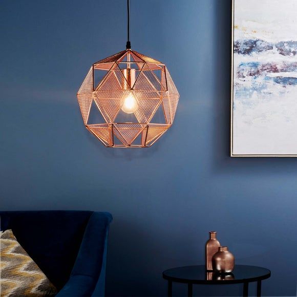 Clark 3 Light Pendant Copper Diner Ceiling Fitting Copper
