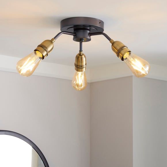 Nour 3 light antique on sale brass ceiling fitting