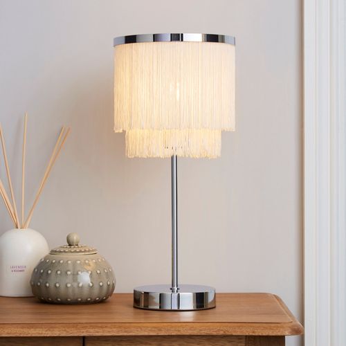 Jaz Fringe Ivory Table Lamp...