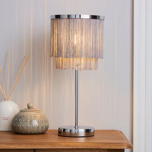 Jaz Fringe Grey Table Lamp...