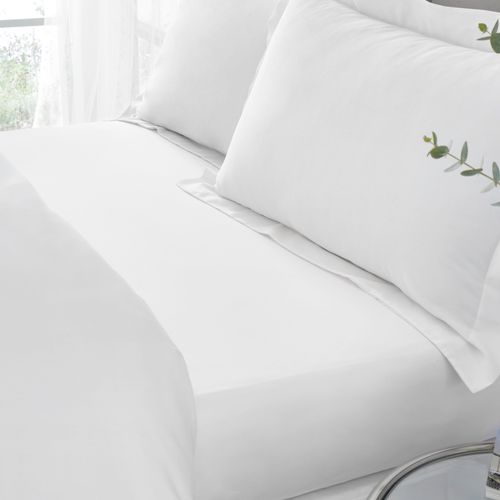 Hotel Cotton 230 Thread Count Sateen Flat Sheet White