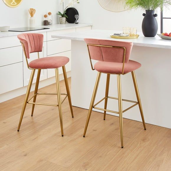 Kendall Bar Stool Velvet Pink Compare Mirror Online