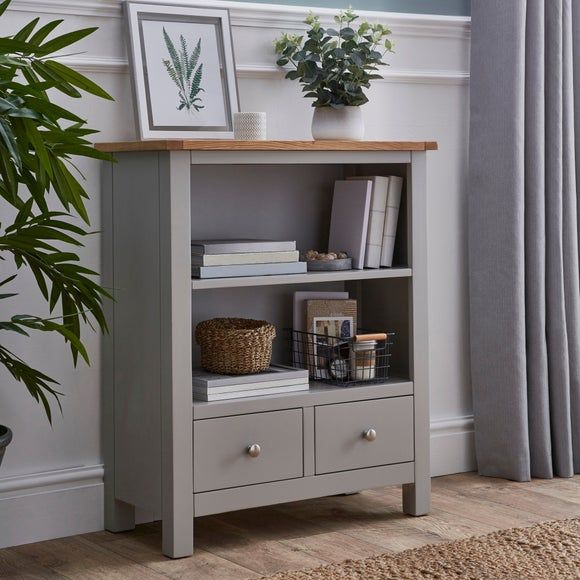 Bromley Grey Low Bookcase Grey and Brown 199.00 Mirror Online