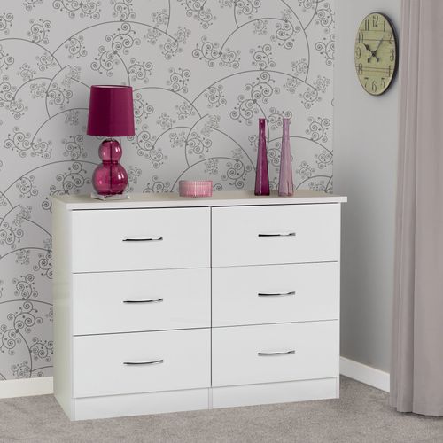 Nevada 6 Drawer Chest White