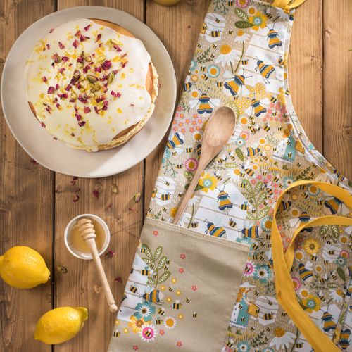 Ulster Weavers Bee Keeper Apron White, Yellow and Pink