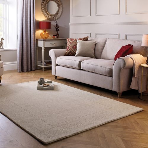 Boston Wool Border Rug Grey