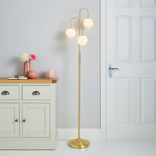 Gigi 3 Light Gold Floor Lamp White Compare Mirror Gigi 3 Light Gold Floor Lamp White, Eniola Frosted White Glass Ball Gold Floor Lamp