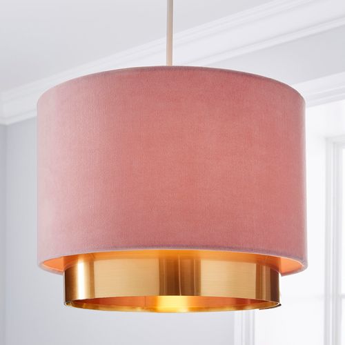 Nesa Two Tier Brushed Gold Velvet Shade Pink