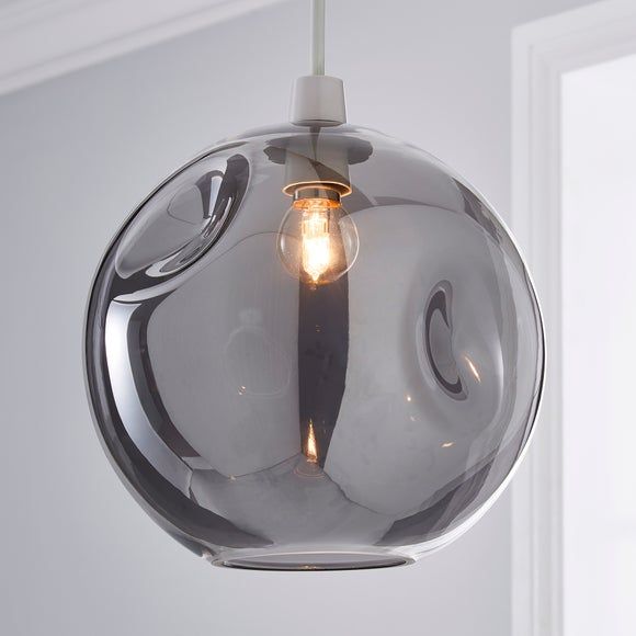 Alexis Glass Easy-Fit Pendant 25cm Grey 