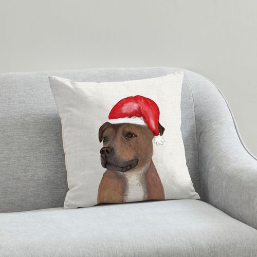 Staffy Christmas Hat Cushion...