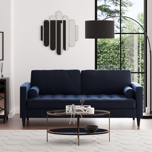 Zoe Velvet 3 Seater Sofa Navy Blue