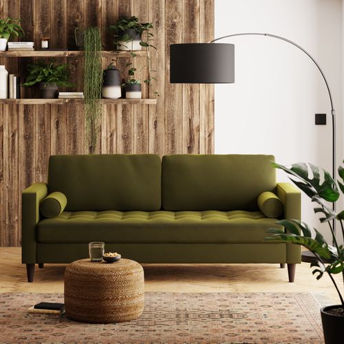 Zoe Velvet 3 Seater Sofa Green