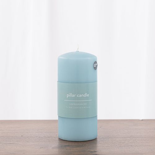 Teal Pillar Candle Blue