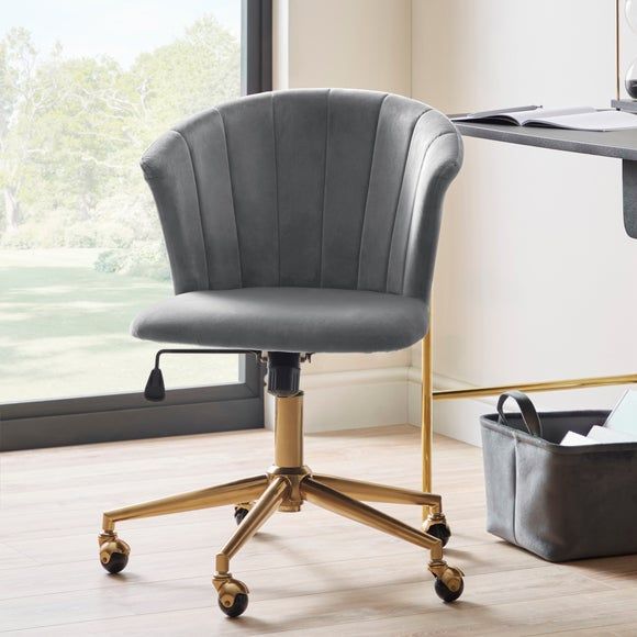 magrid gray velvet office chair