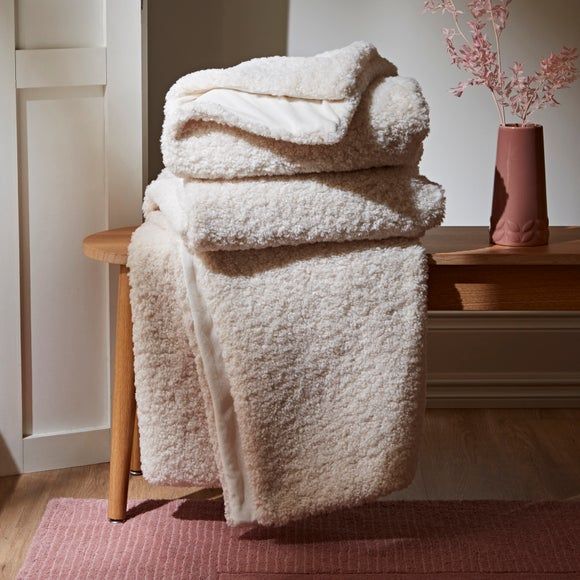 Borg Wool Look Throw Cream Compare Mirror Online