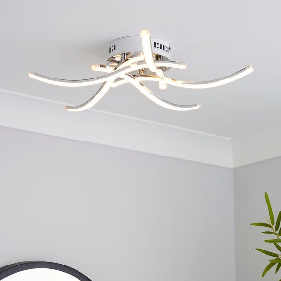 Layla 3 Light Integrated LED Semi Flush Ceiling Fitting Chrome