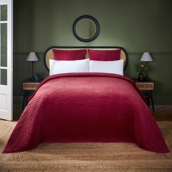 Jan Constantine 100 Cotton Patchwork Bedspread White Red Blue