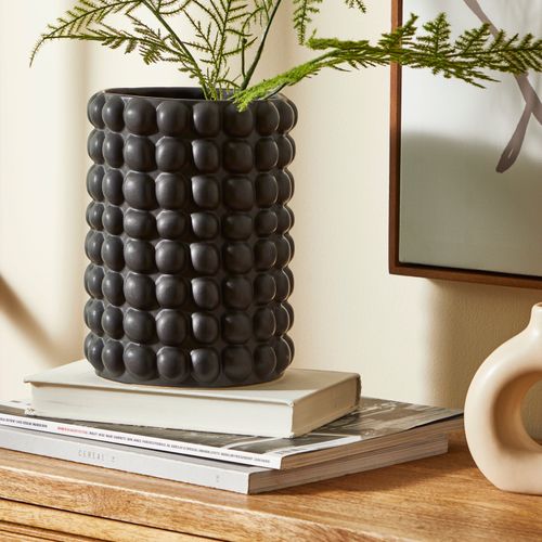 Black 20cm Bubble Vase Black