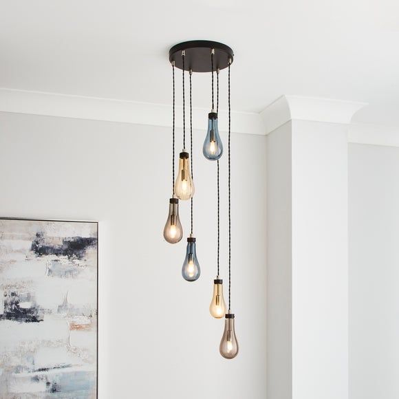 Warren Glass Pendant Ceiling Fitting Black Compare Mirror Online