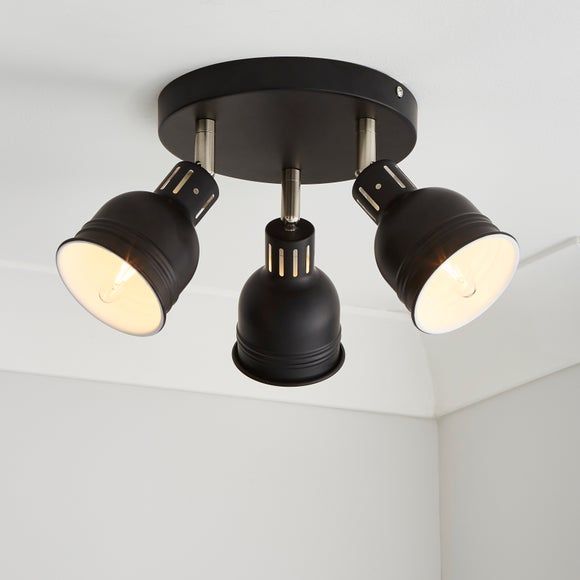Tanner 3 light black ceiling fitting outlet