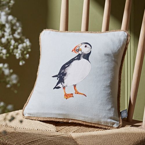 Puffin Cushion Duck Egg (Blue)