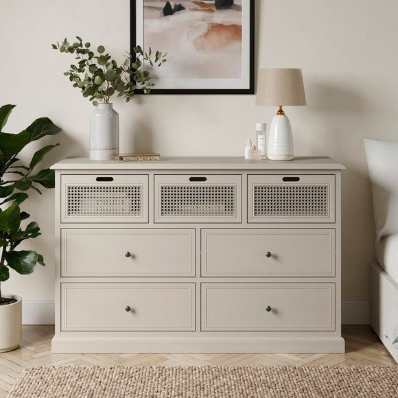 Lucy Cane Cream 7 Drawer Chest White Compare Port