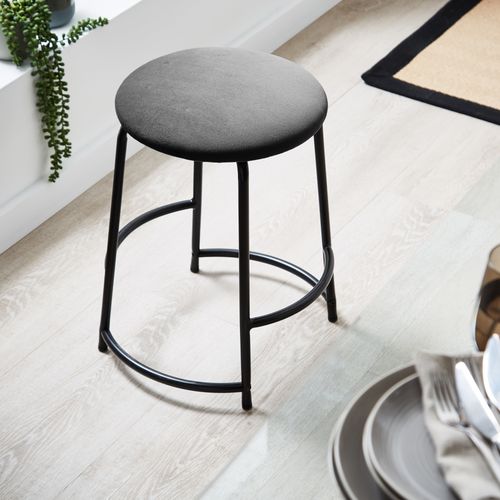 Stannis Low Stool, Velvet Black