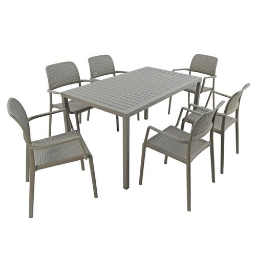 Cube Dining Table with 6 Bora...
