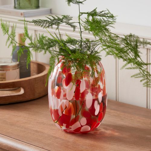 Confetti Glass Vase Red