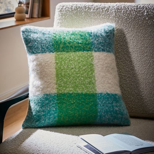 Dunelm Mohair Teal Blue Check...