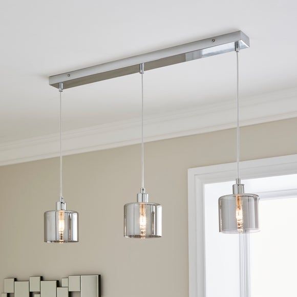 Lenny 3 Light Glass Diner Ceiling Fitting Chrome Compare