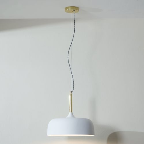 Anke Domed Metal Pendant White