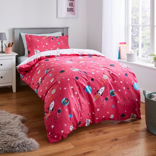 Space Rocket Pink Duvet Cover...